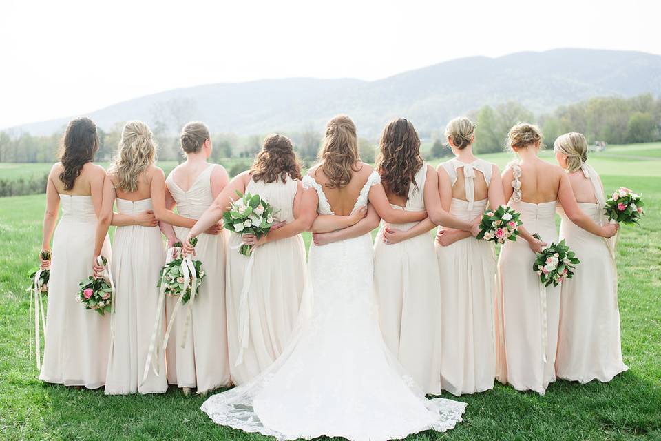 Bride and her bridesmaids