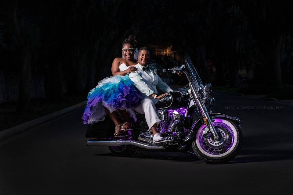 Two brides ready for a ride