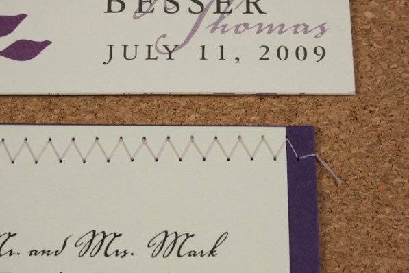 Sewn edges escort cards