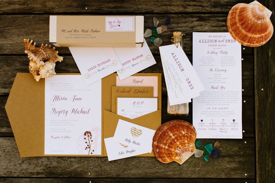 Pocket invite, dried flowers