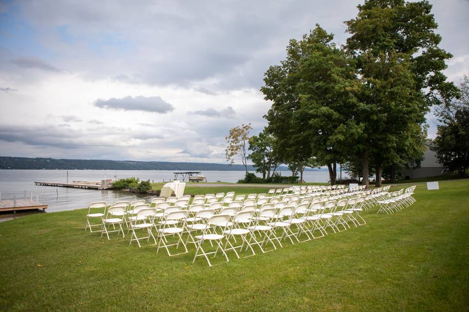 Ceremony setup on lawn