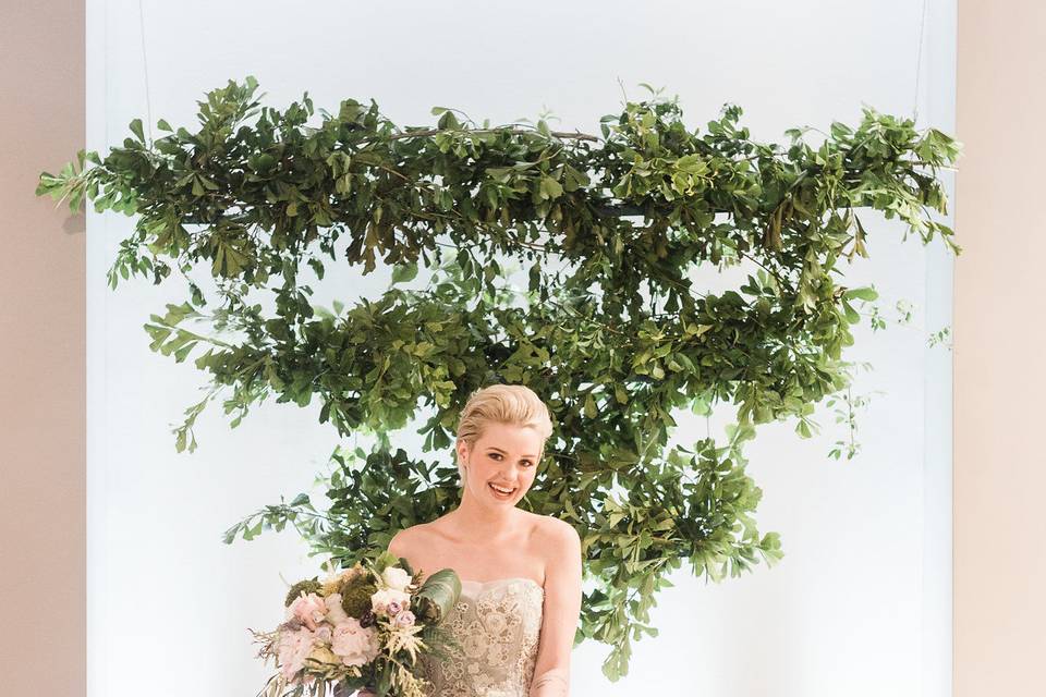 Bride holding bouquet