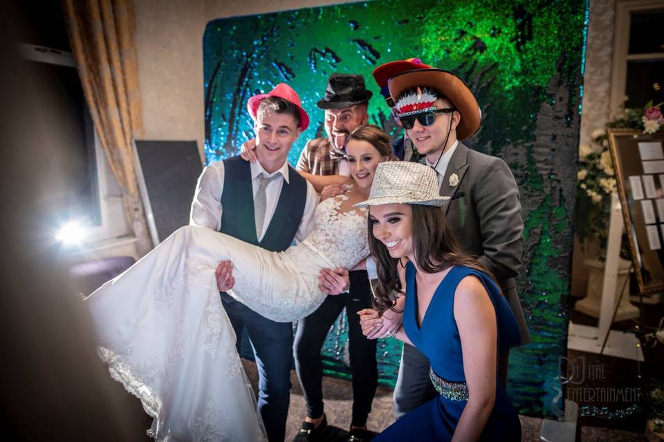 Bride in a photo booth