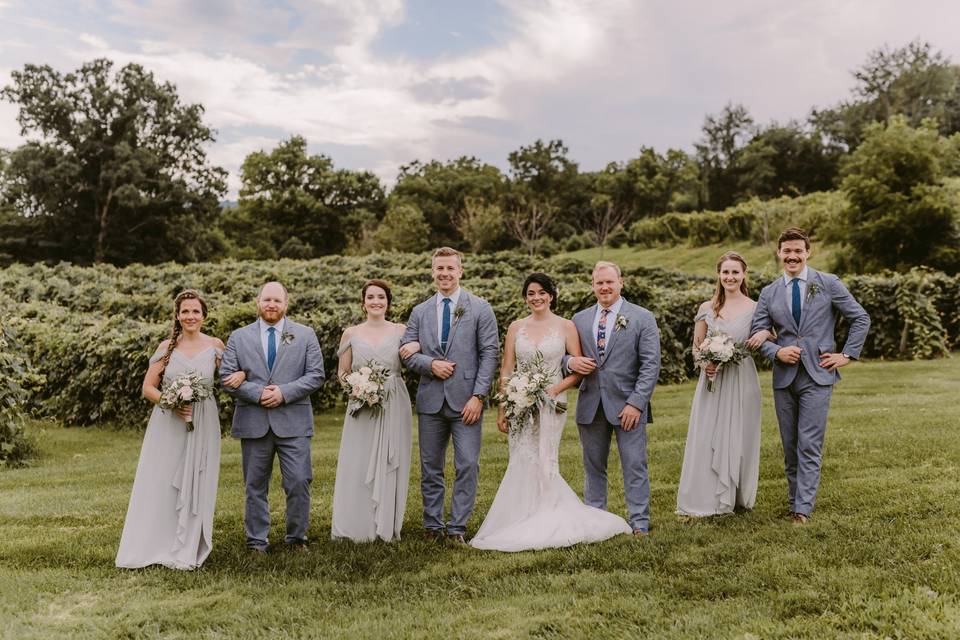 Bluemont vineyard bridal party