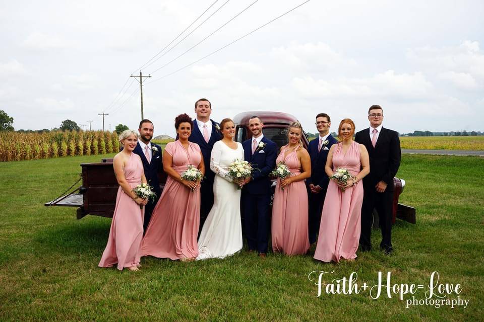 Bridal party with Truck