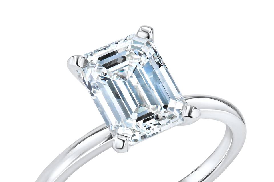 Emerald Diamond Solitaire Ring
