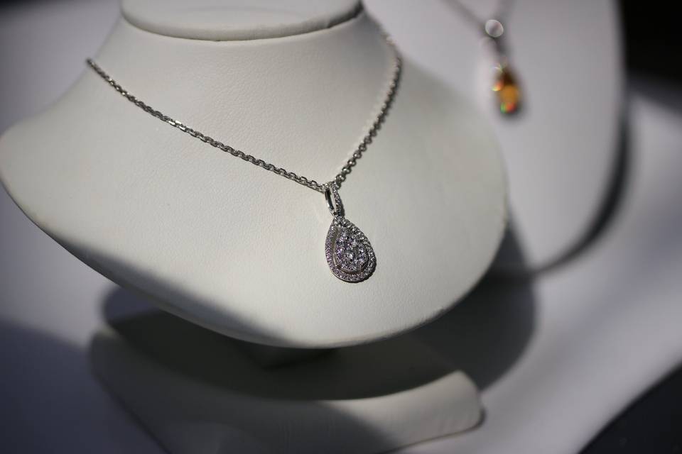 Cluster Pear Diamond Necklace