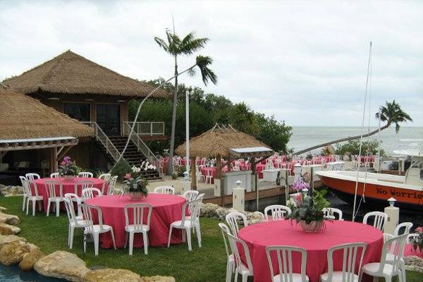 Pink round tables