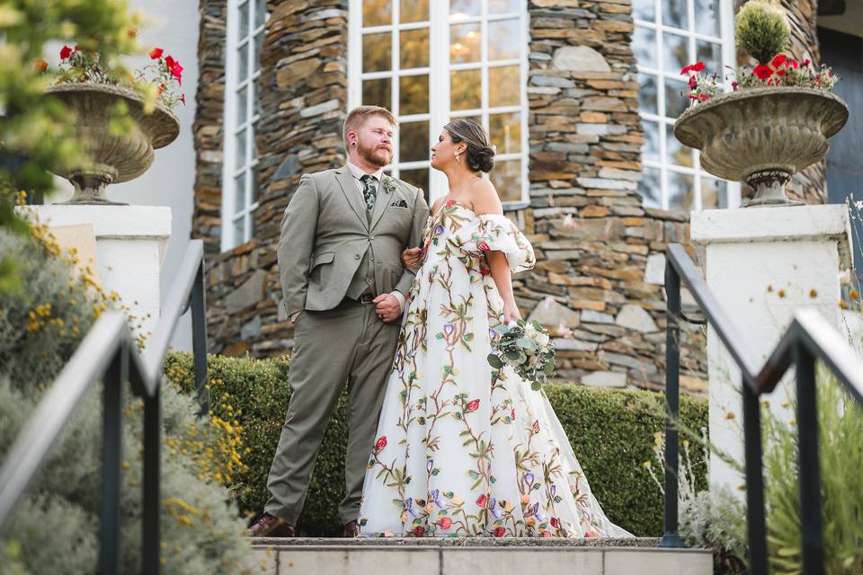 Unique floral wedding dress