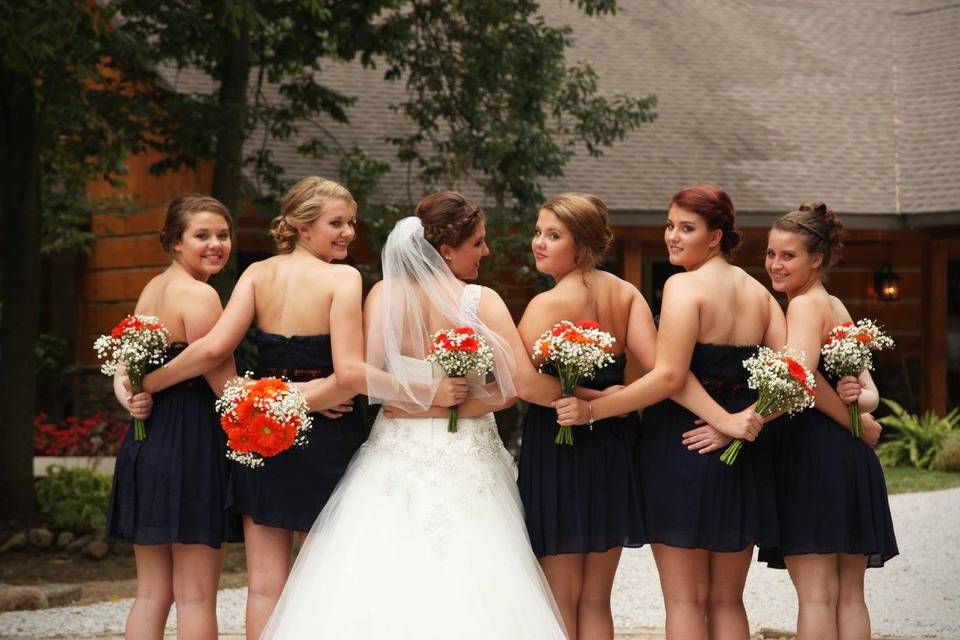 The bride with her bridesmaids