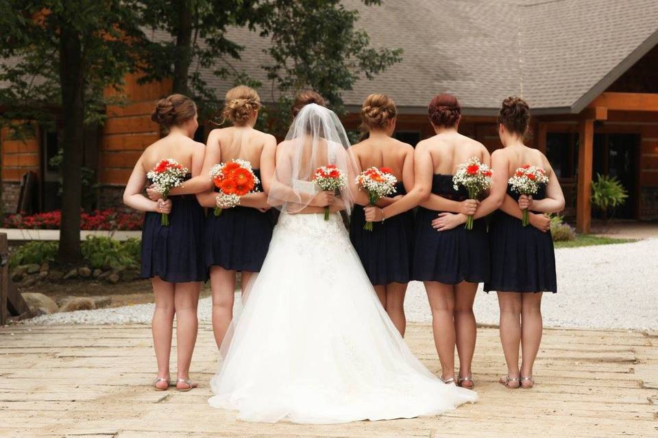 The bride with her bridesmaids