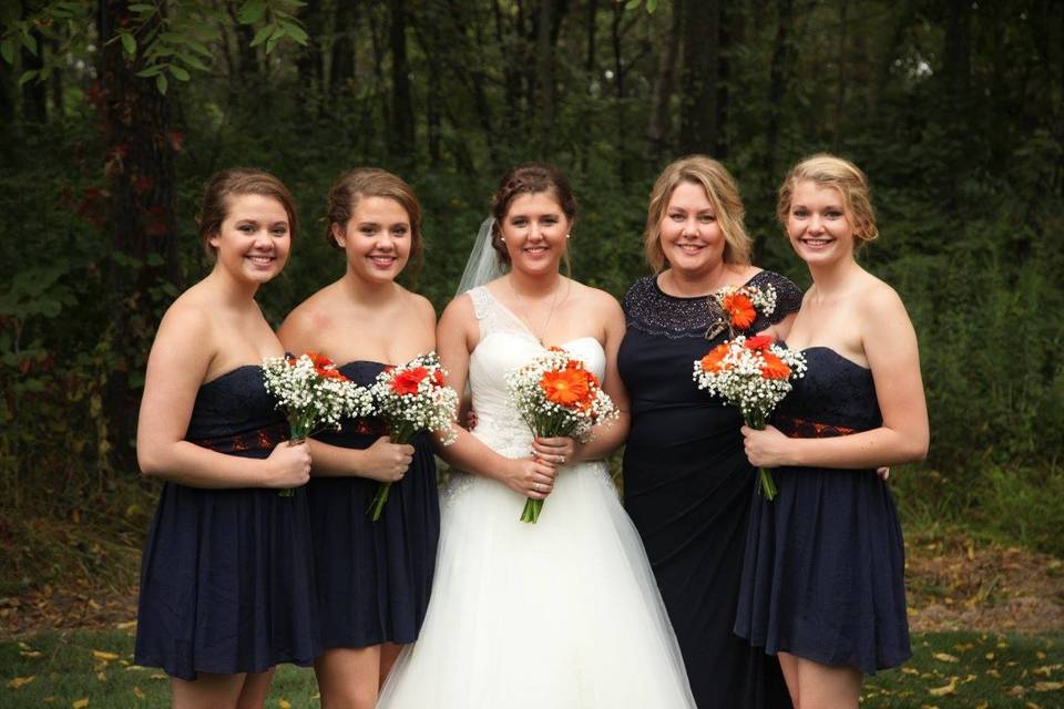 The bride with her bridesmaids