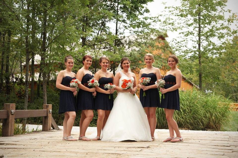 The bride with her bridesmaids