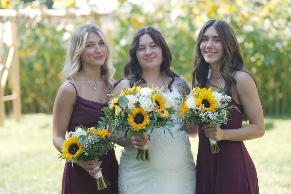 Sunflower bride and groom