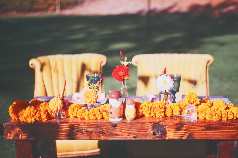 Newlyweds' reception table