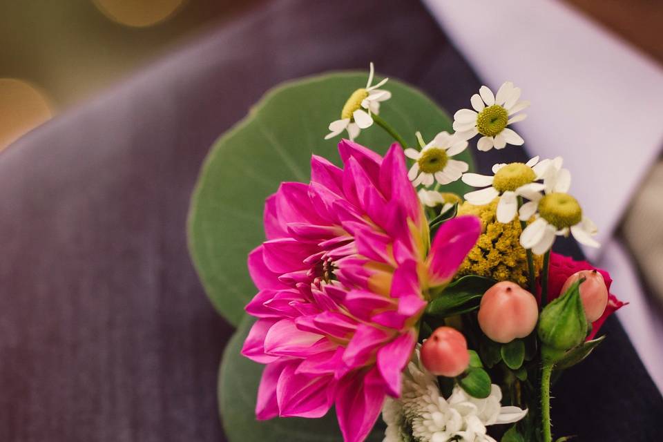 Pink boutonniere