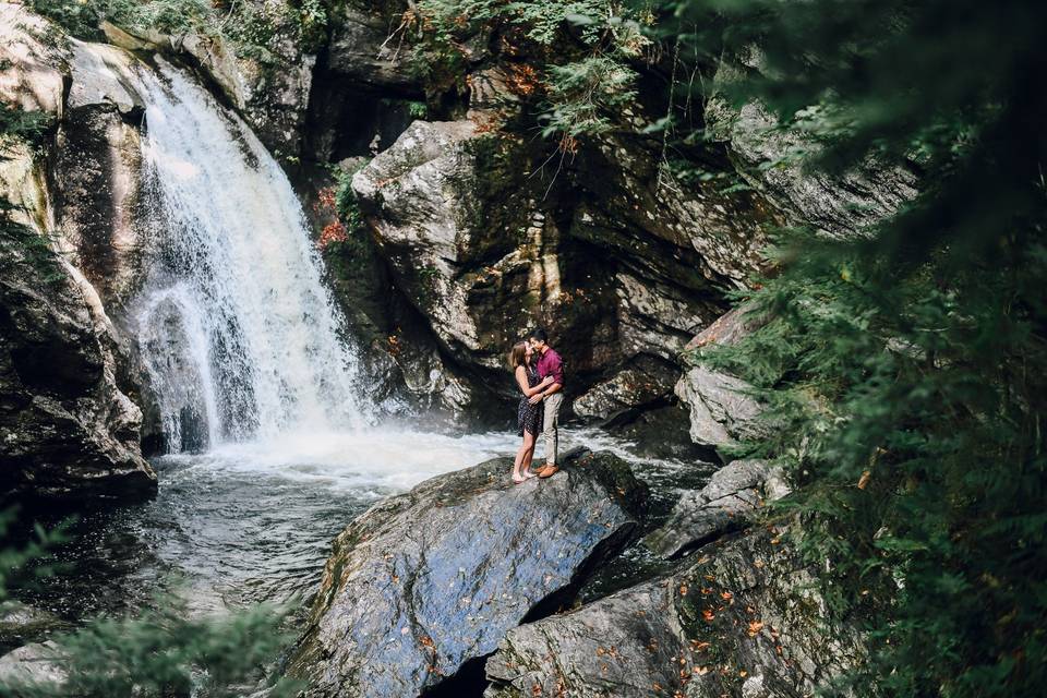 By the resplendent waterfall