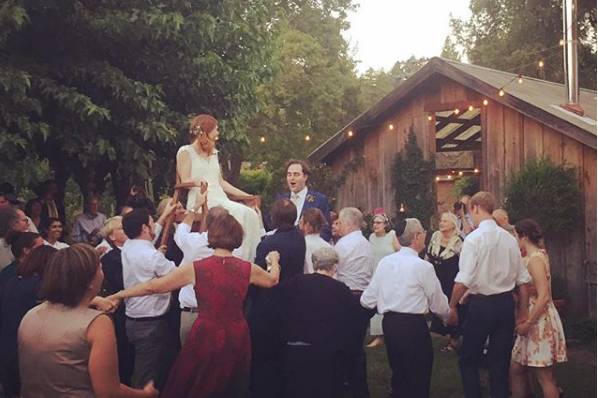 At a lively wedding celebration