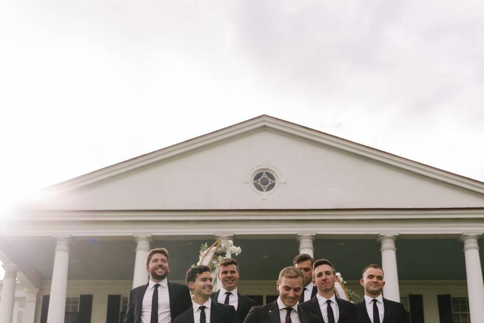 Grooms on East Lawn Staircase