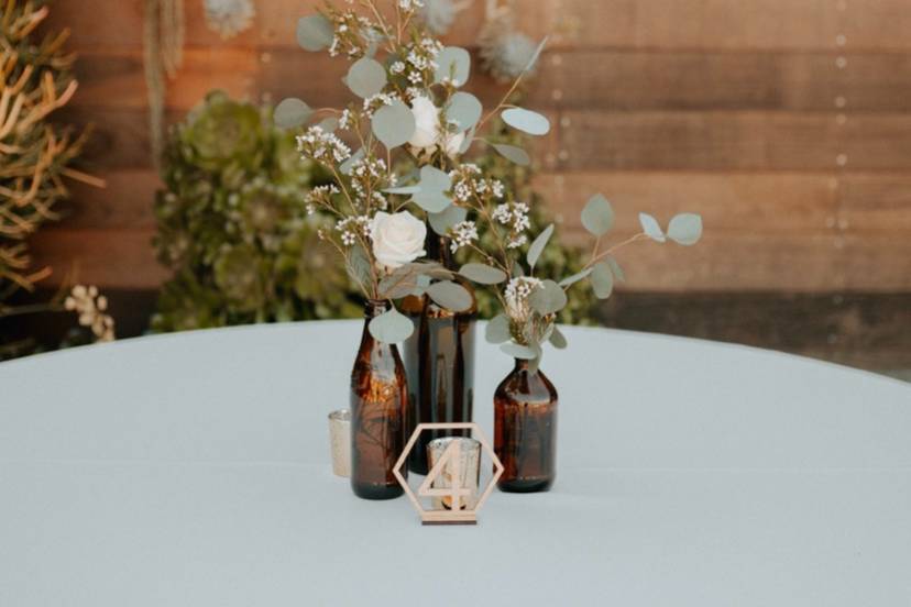 Amber Bottle Centerpieces