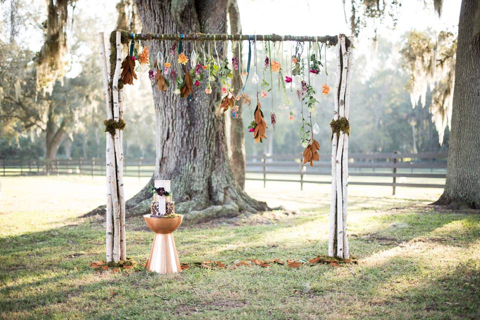 Outdoor wedding setup