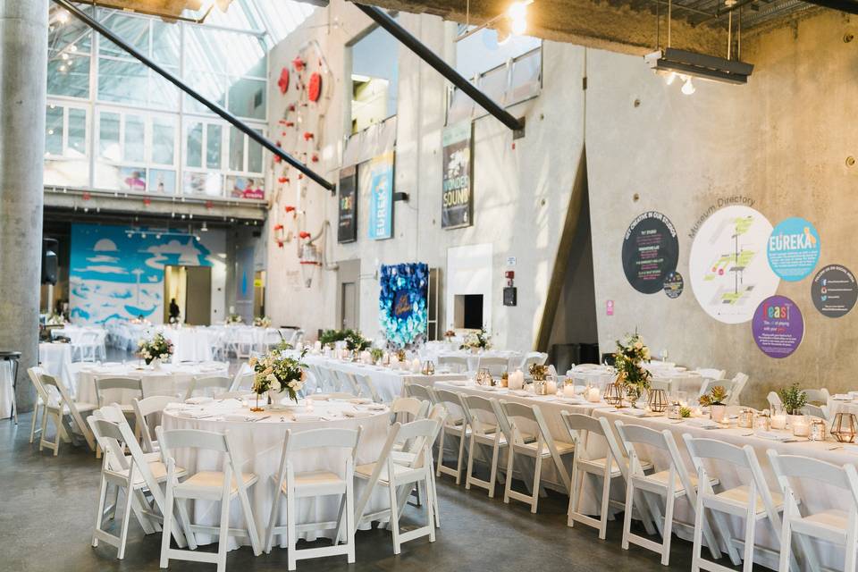 Reception setup, tables