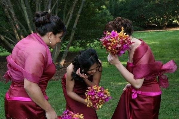 Bridesmaids laughing