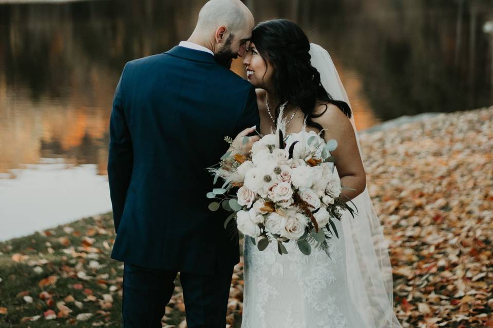 Bridal Dress Hangs on Veranda