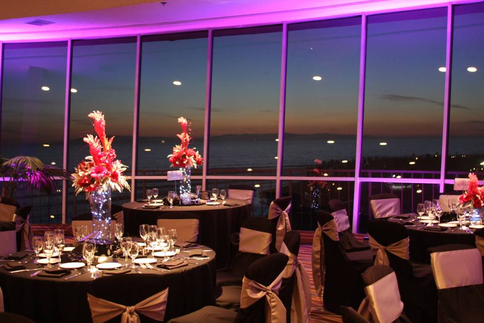 Table setup with floral centerpiece