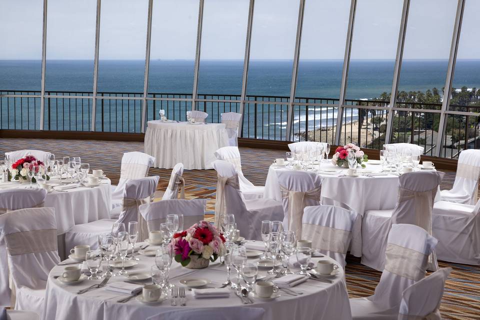 Table setup with floral centerpiece