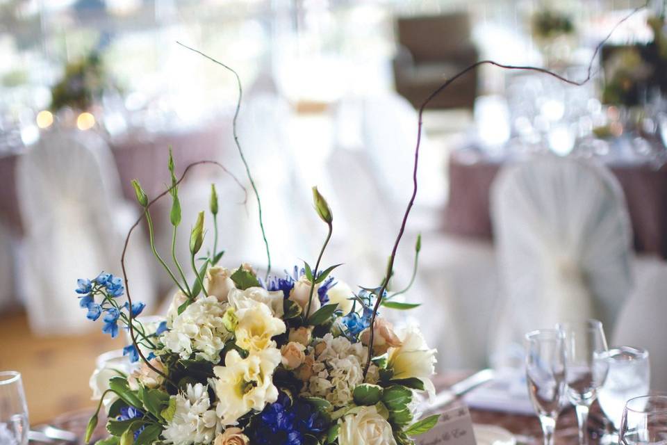 Table setup with floral centerpiece