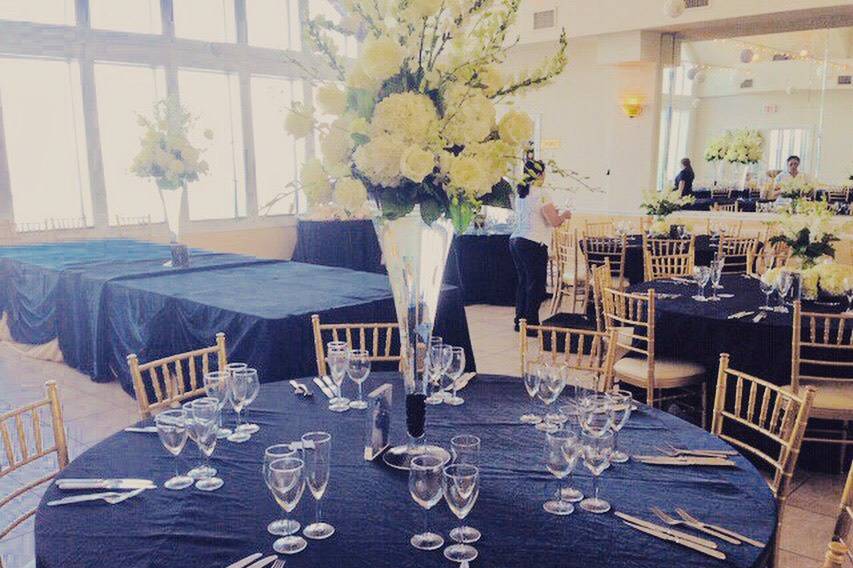 Navy and gold table setting