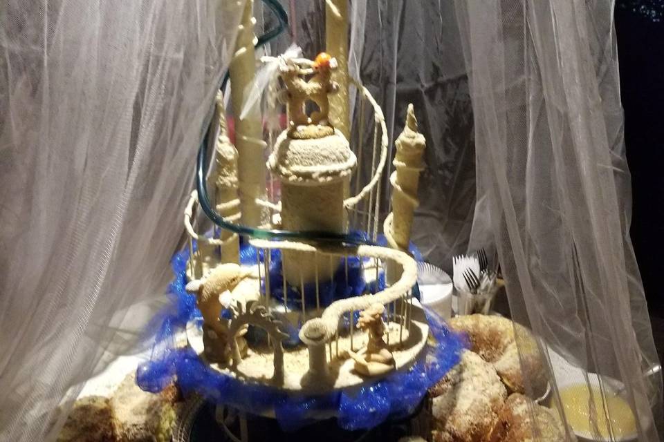 Sand castle themed cake