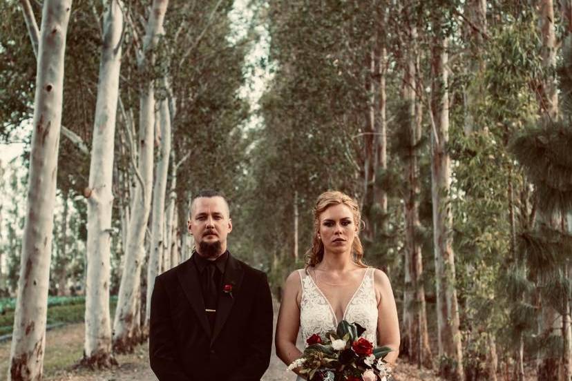 Gothic themed wedding picture