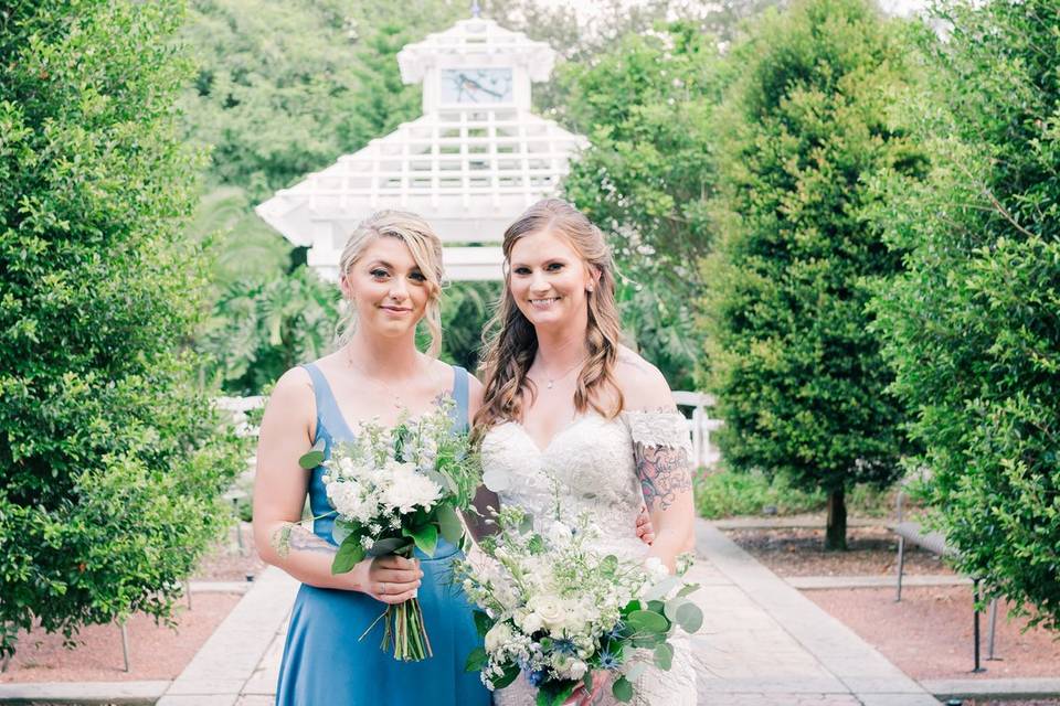 Bride and bridesmaid