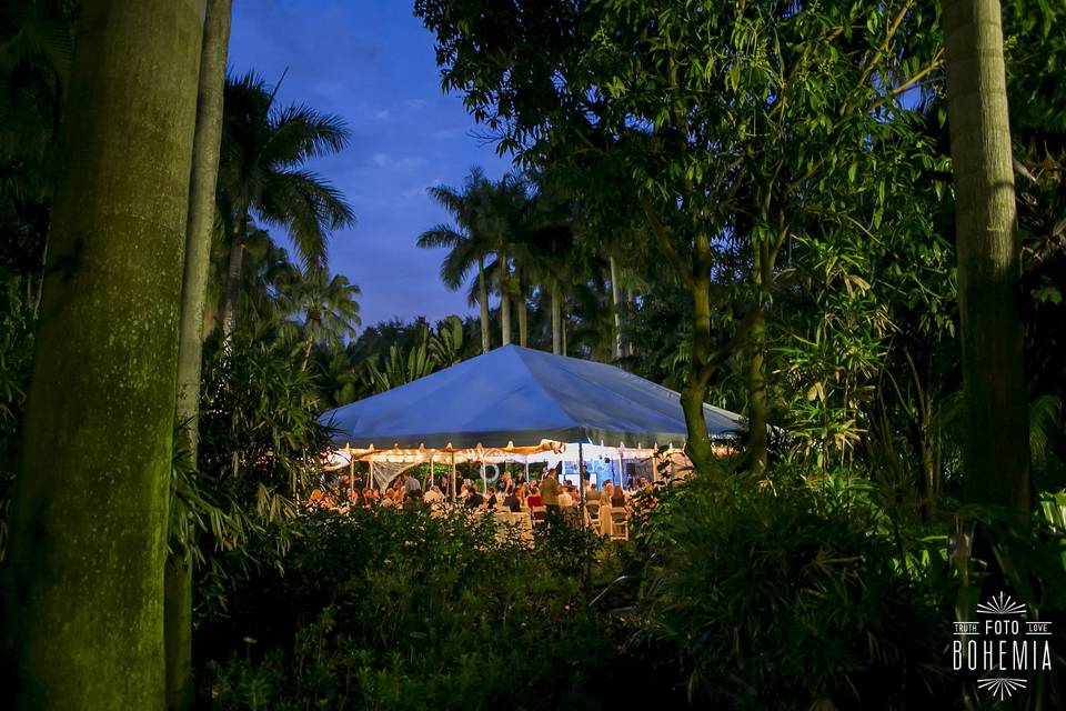 Tent reception up at night