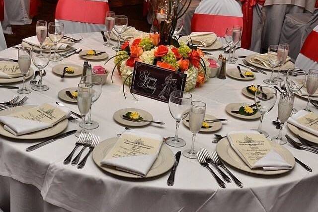 Table setup with centerpiece
