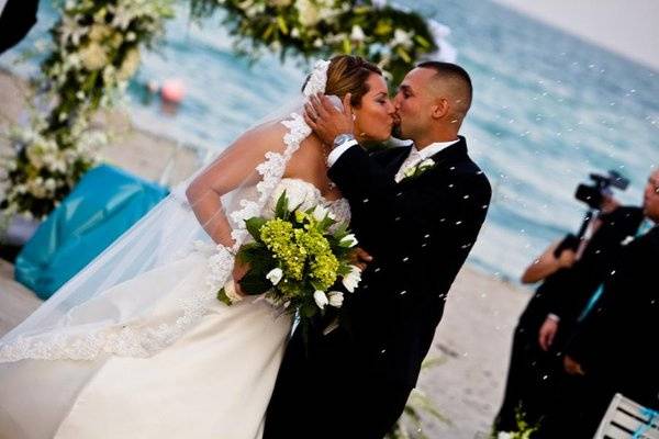 Ceremonial wedding kiss