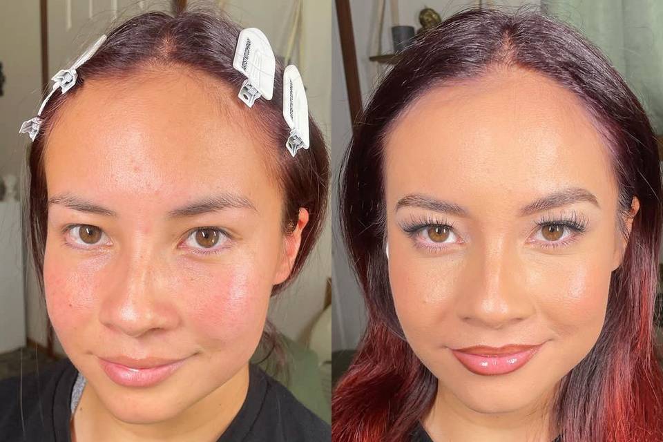 Before & After Red Head Makeup