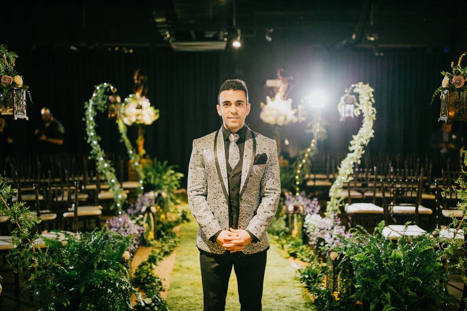 Groom in a Garden Ceremony