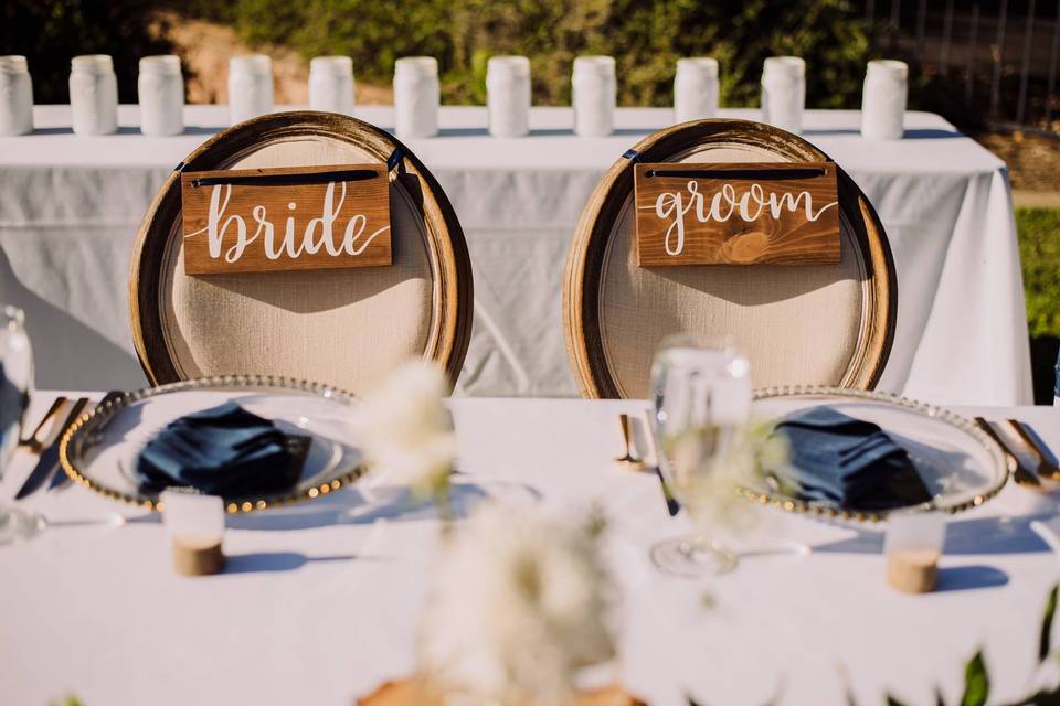 Bride and groom chairs