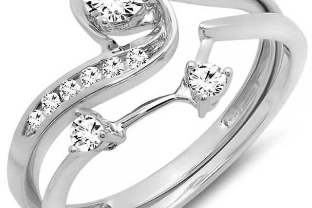 White gold round diamond ladies swirl bridal engagement ring