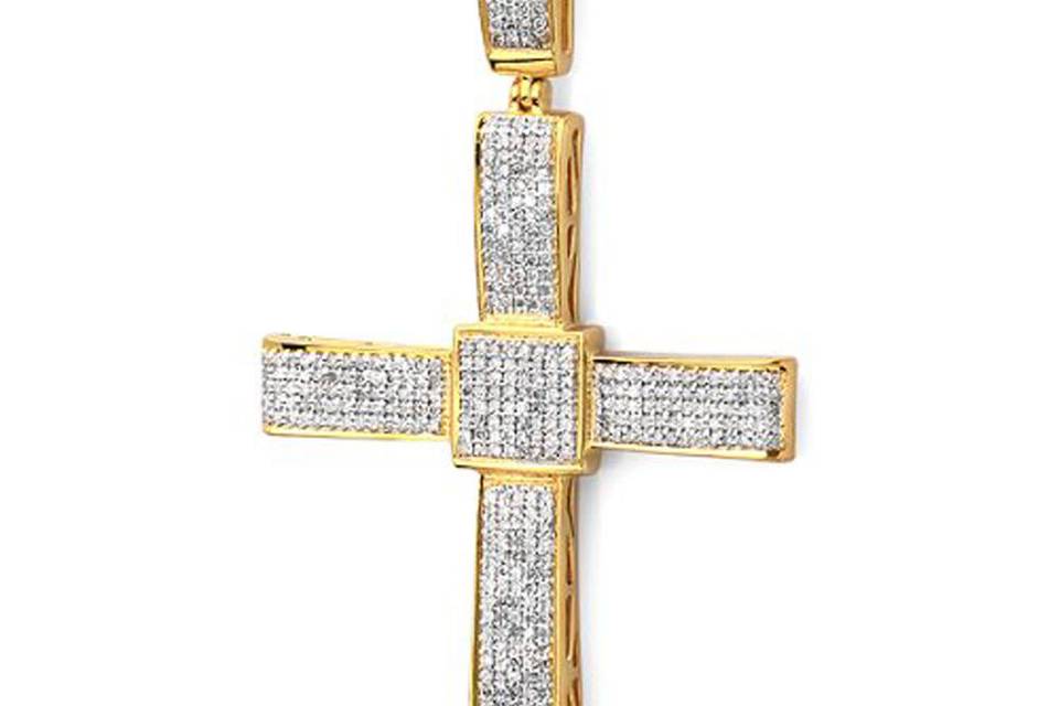 Yellow gold plated sterling religious cross pendant