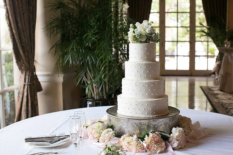 All white wedding cake