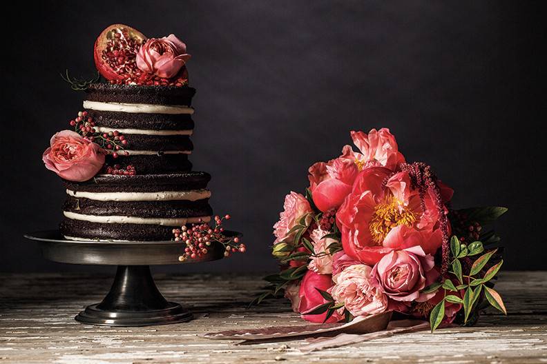 Chocolate cake with flowers