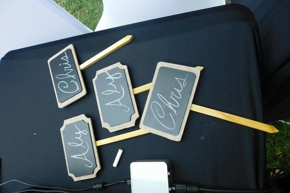 Wedding game signs used