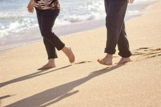 Holding hands while strolling