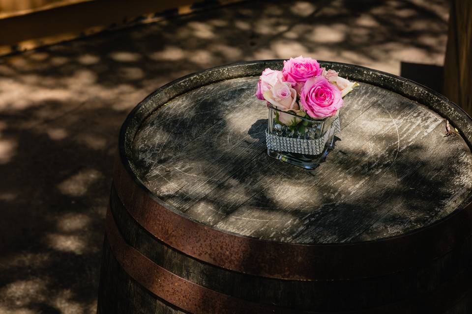 Wood barrels make great tables