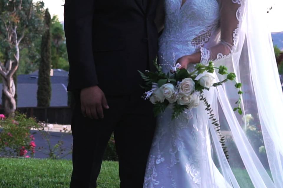 Couple with bouquet