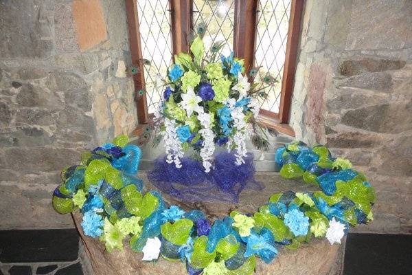 Table set-up with floral centerpiece